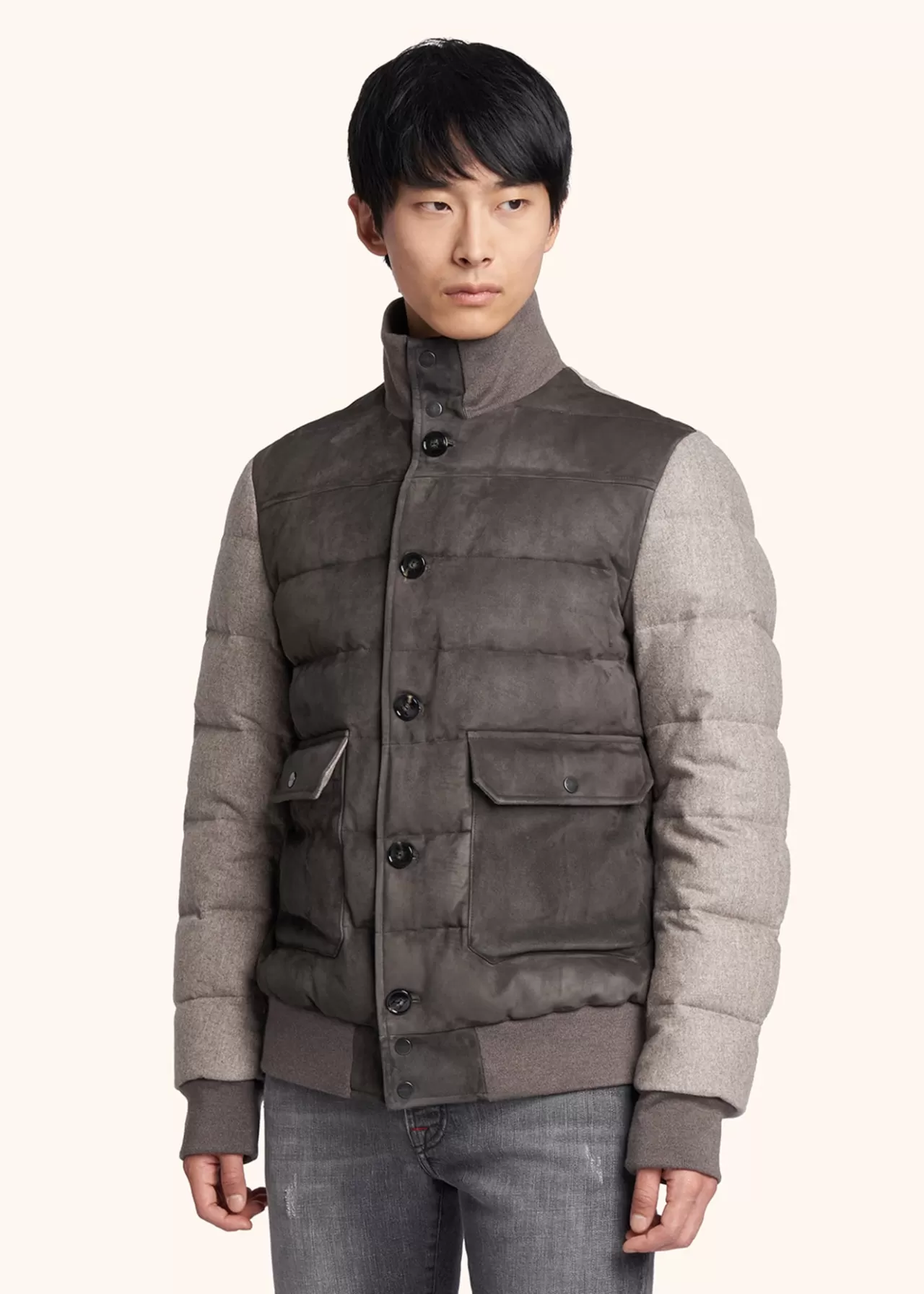 New Kiton Blouson Calfskin Light Grey