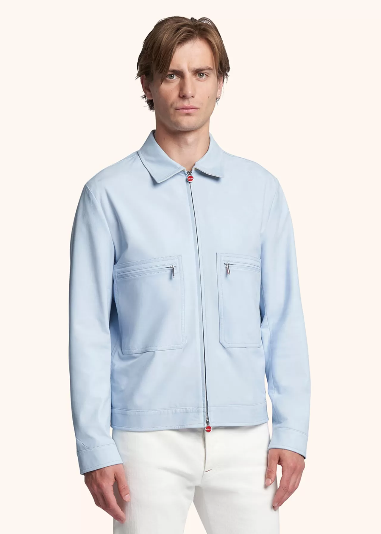 Store Kiton Blouson Calfskin Sky Blue