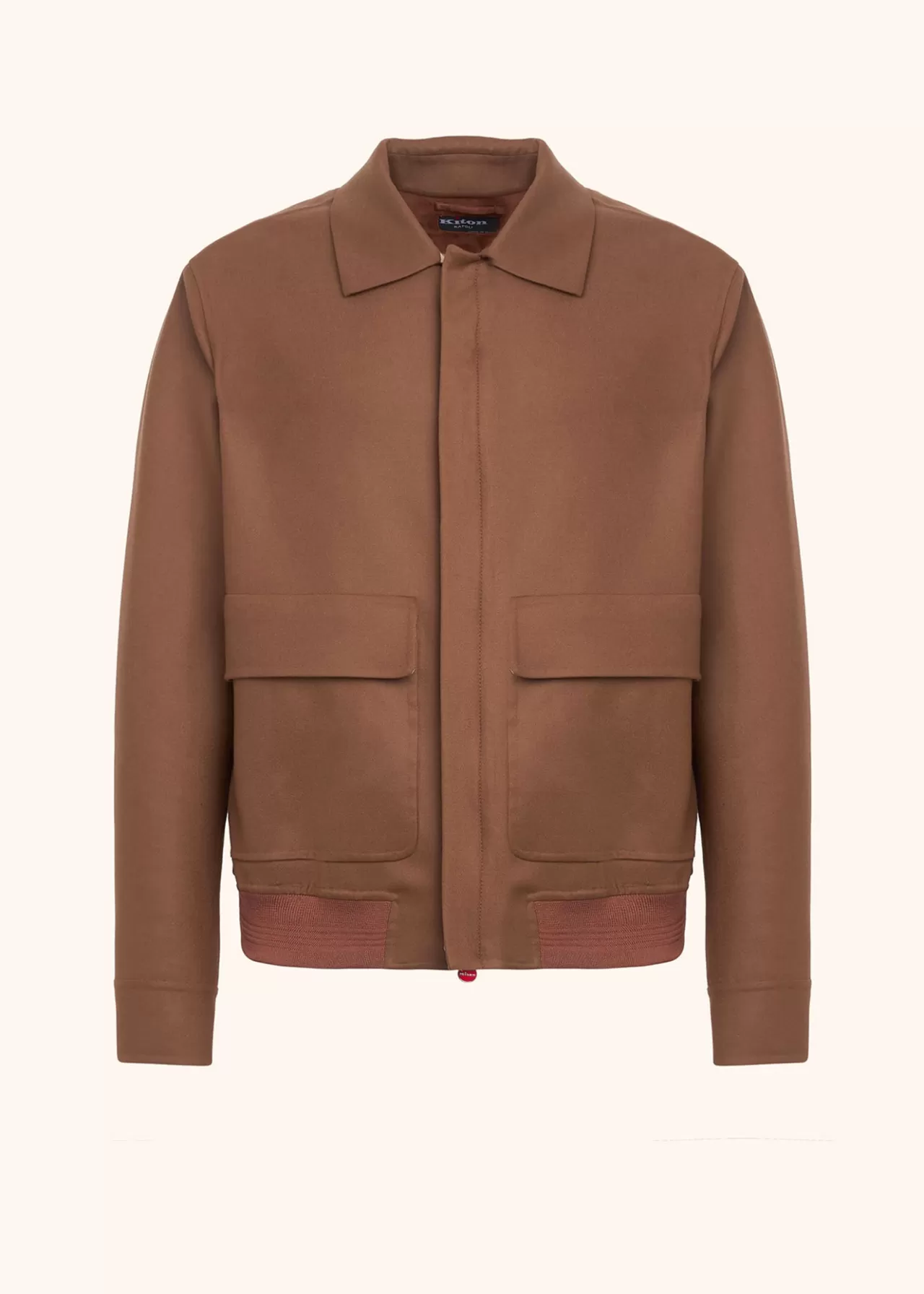 Shop Kiton Blouson Wool Hazelnut