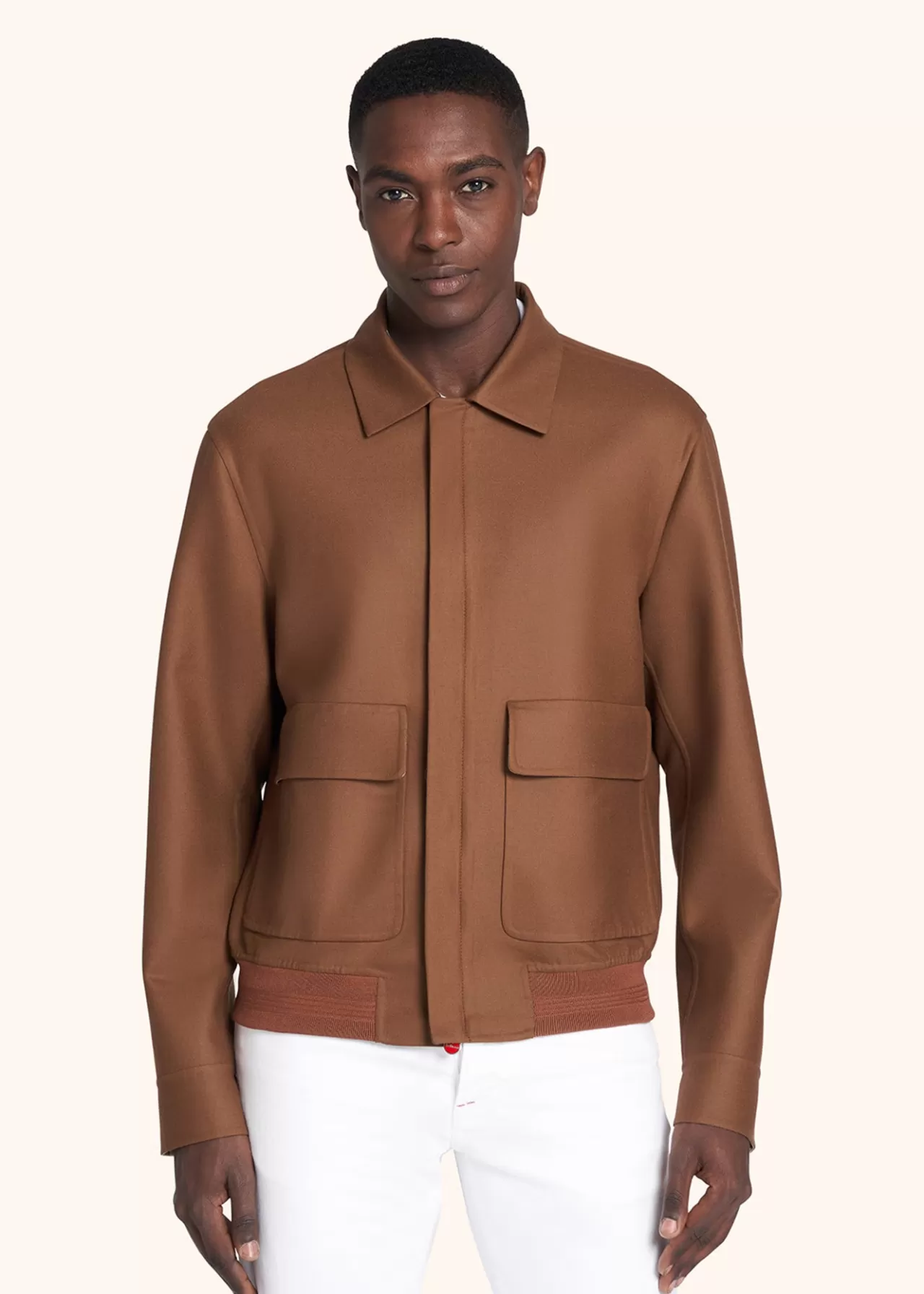 Shop Kiton Blouson Wool Hazelnut