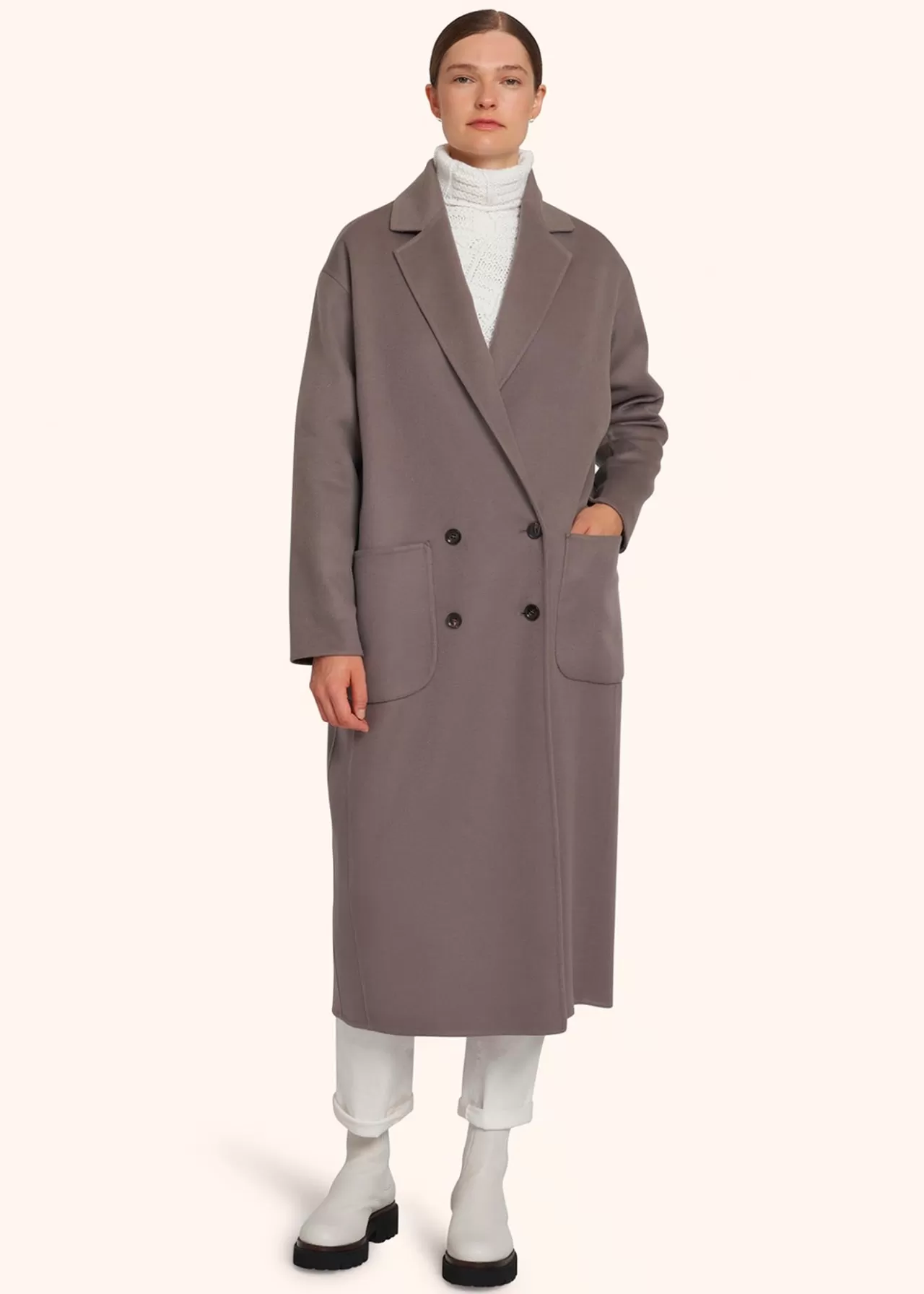 Outlet Kiton Coat Cashmere Taupe