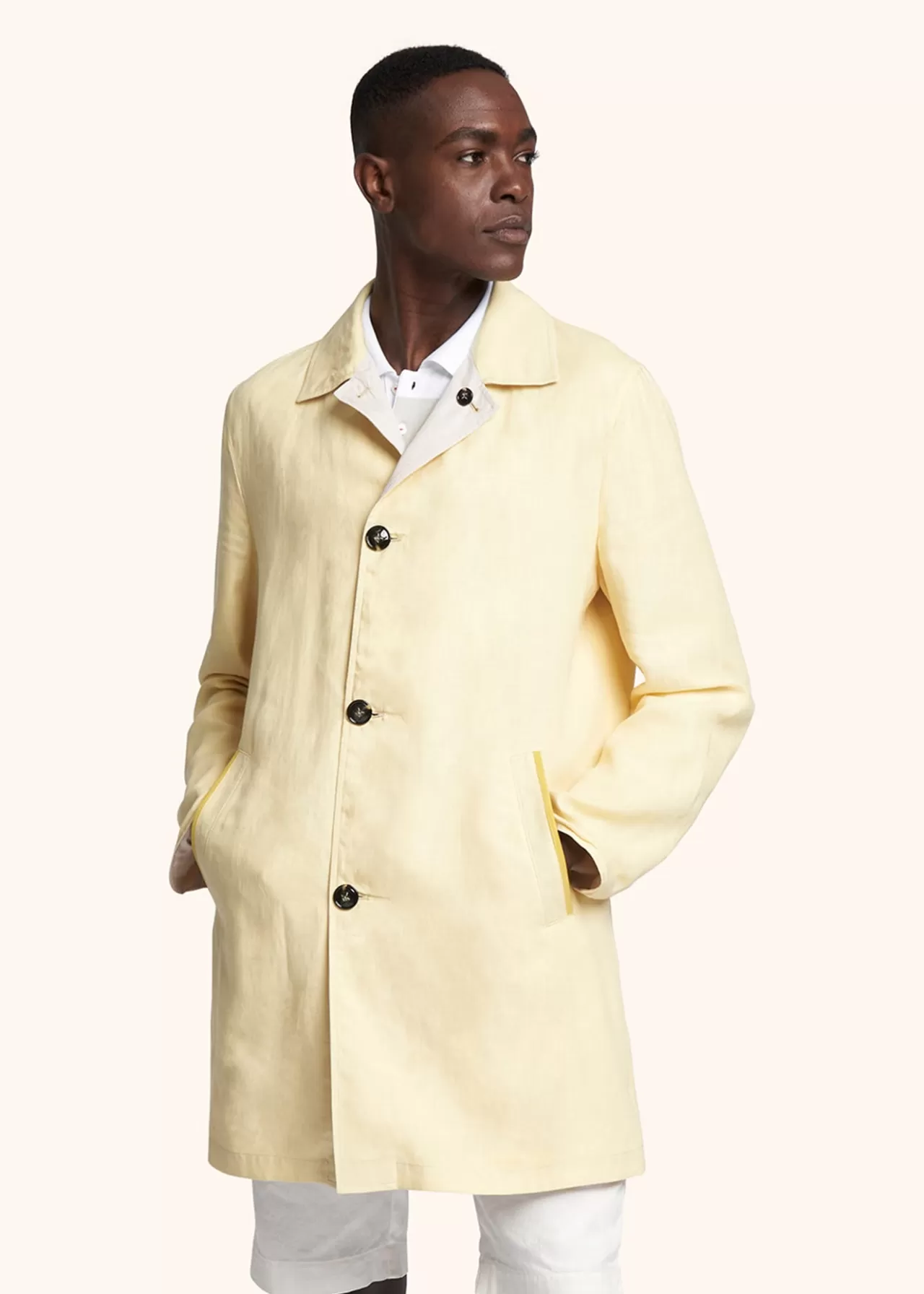 Hot Kiton Coat Linen Yellow