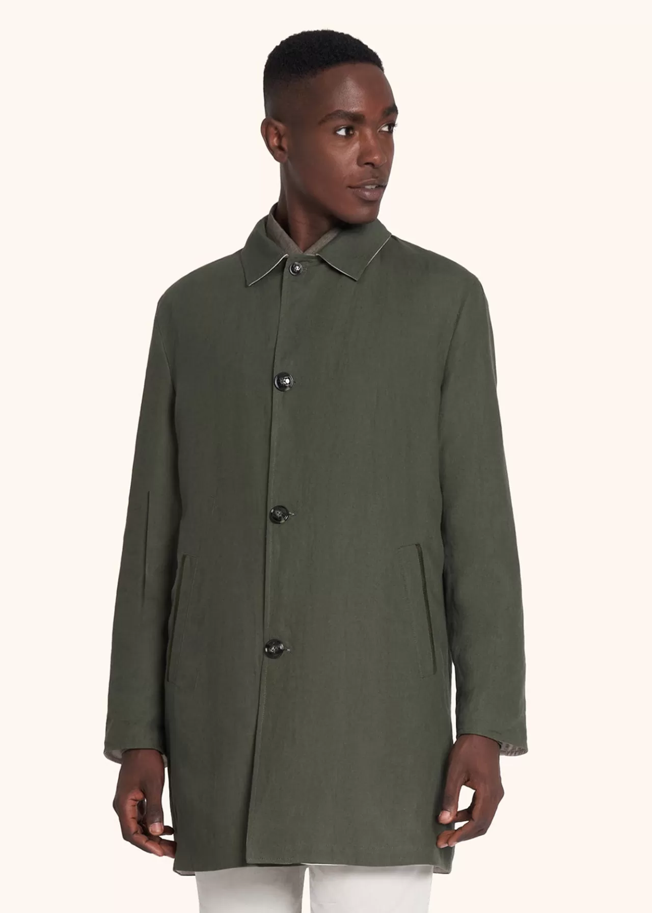 Flash Sale Kiton Coat Linen Dark Green