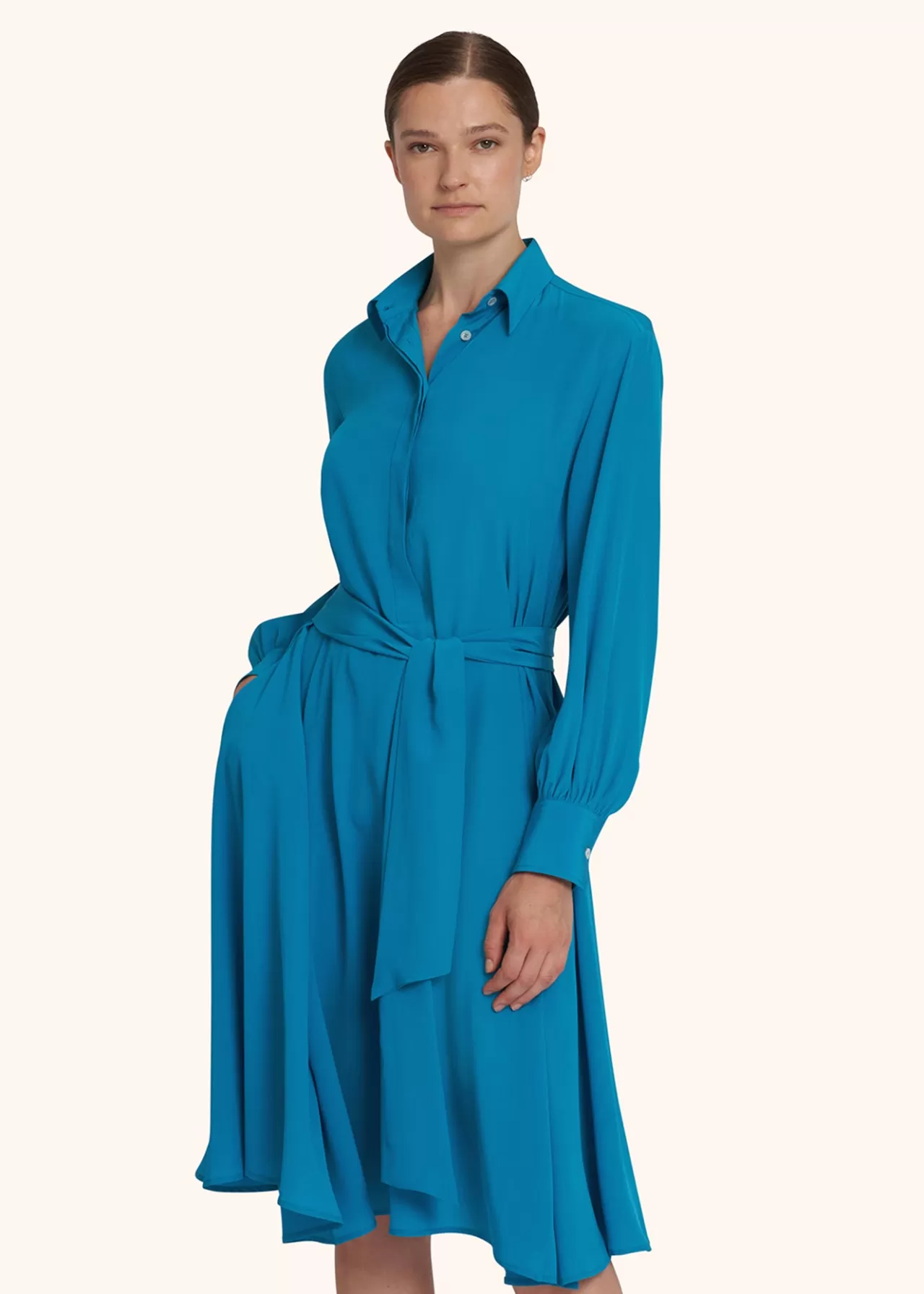 Fashion Kiton Dress Silk Turquoise