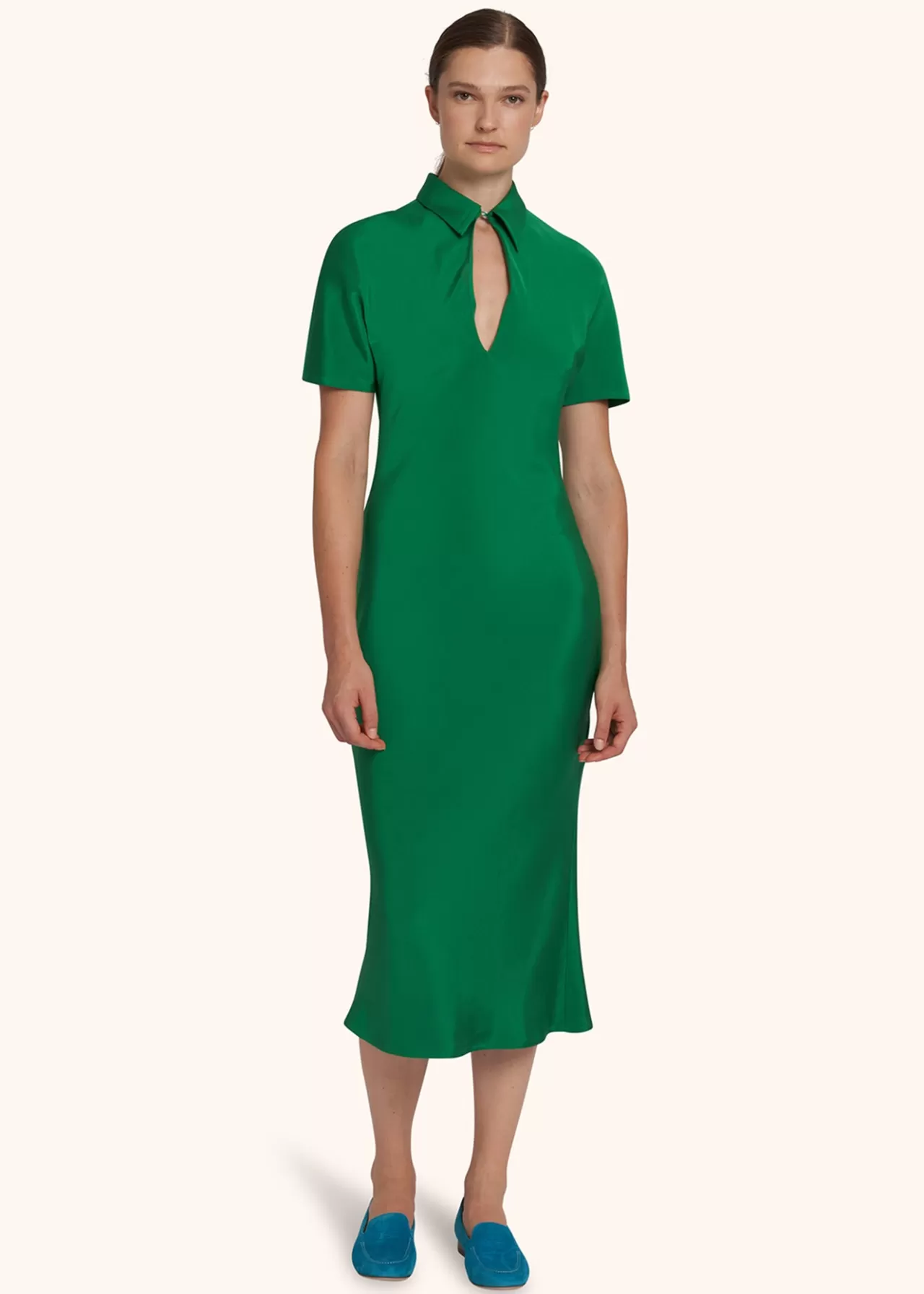 Online Kiton Dress Silk Emerald Green