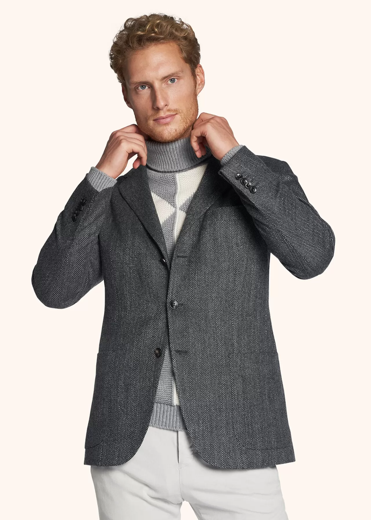 Fashion Kiton Jacket Cashmere Medium Grey