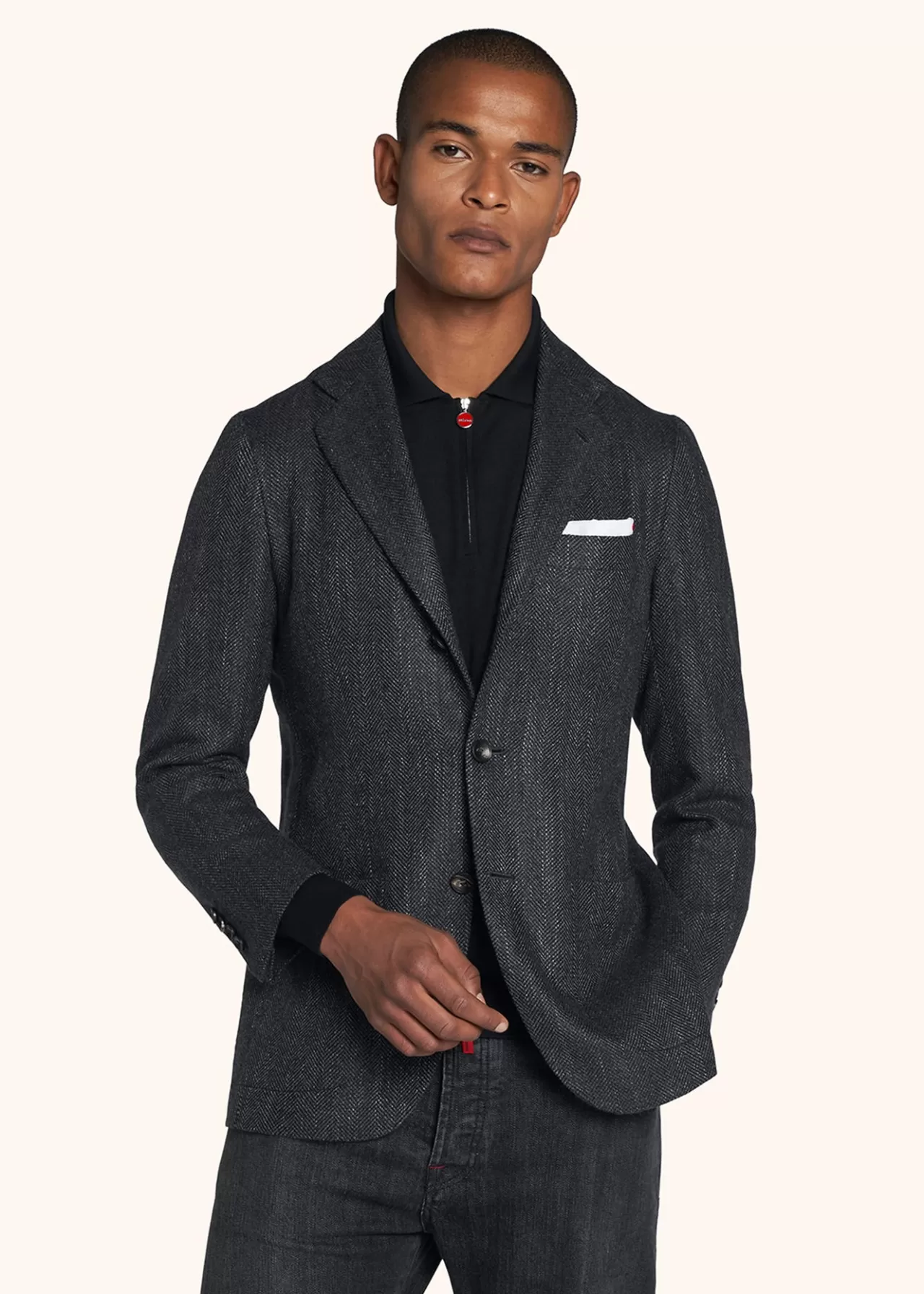 Shop Kiton Jacket Cashmere Dark Grey