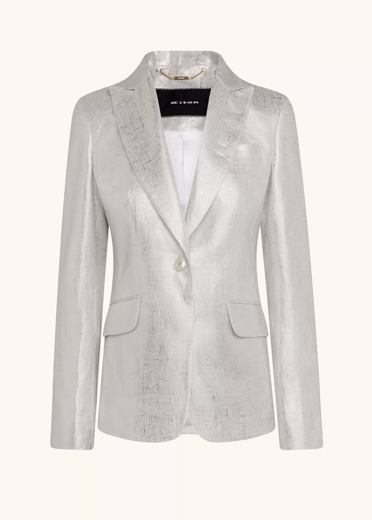 Best Kiton Jacket Linen Silver