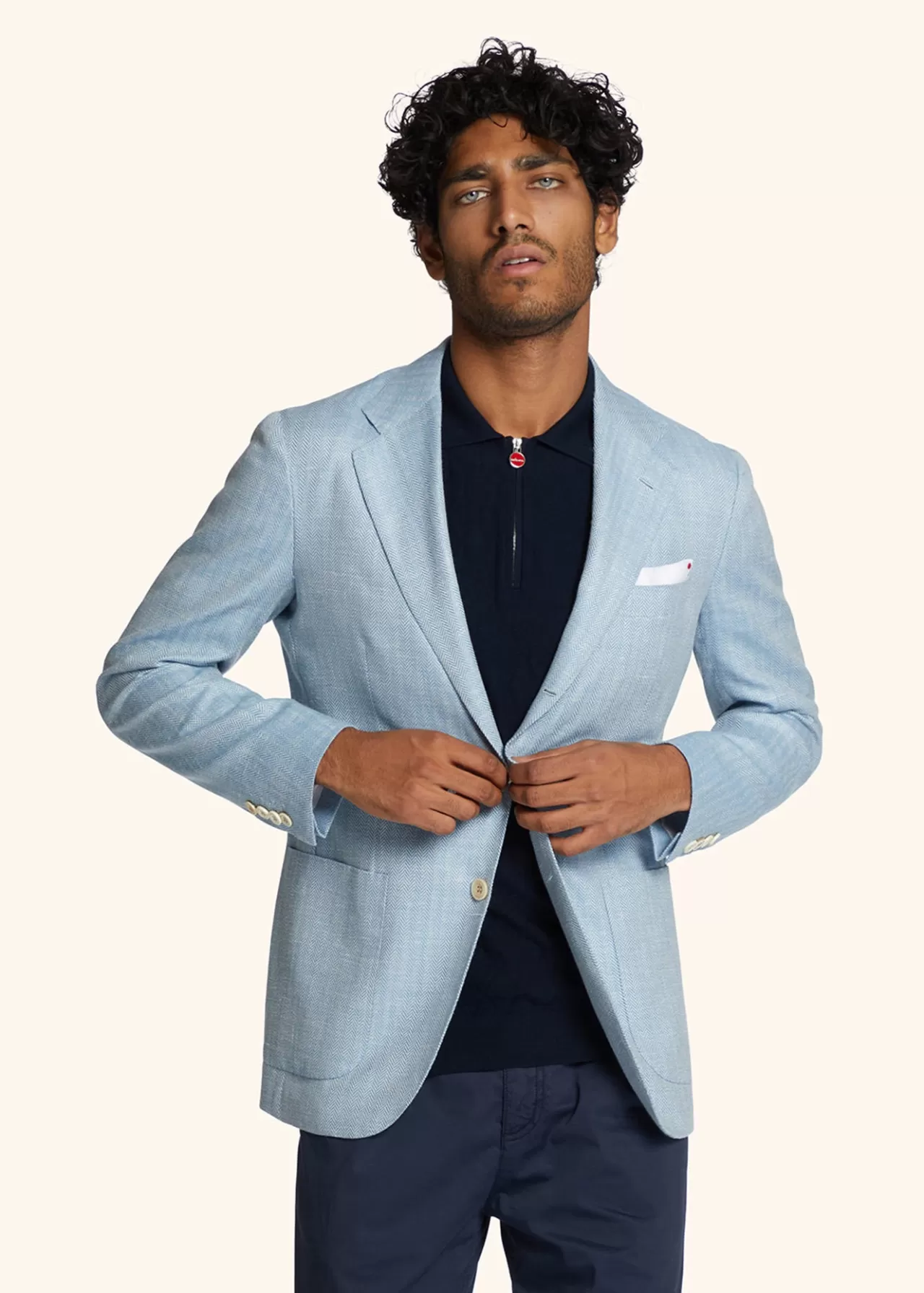 Best Kiton Jacket Virgin Wool Sky Blue