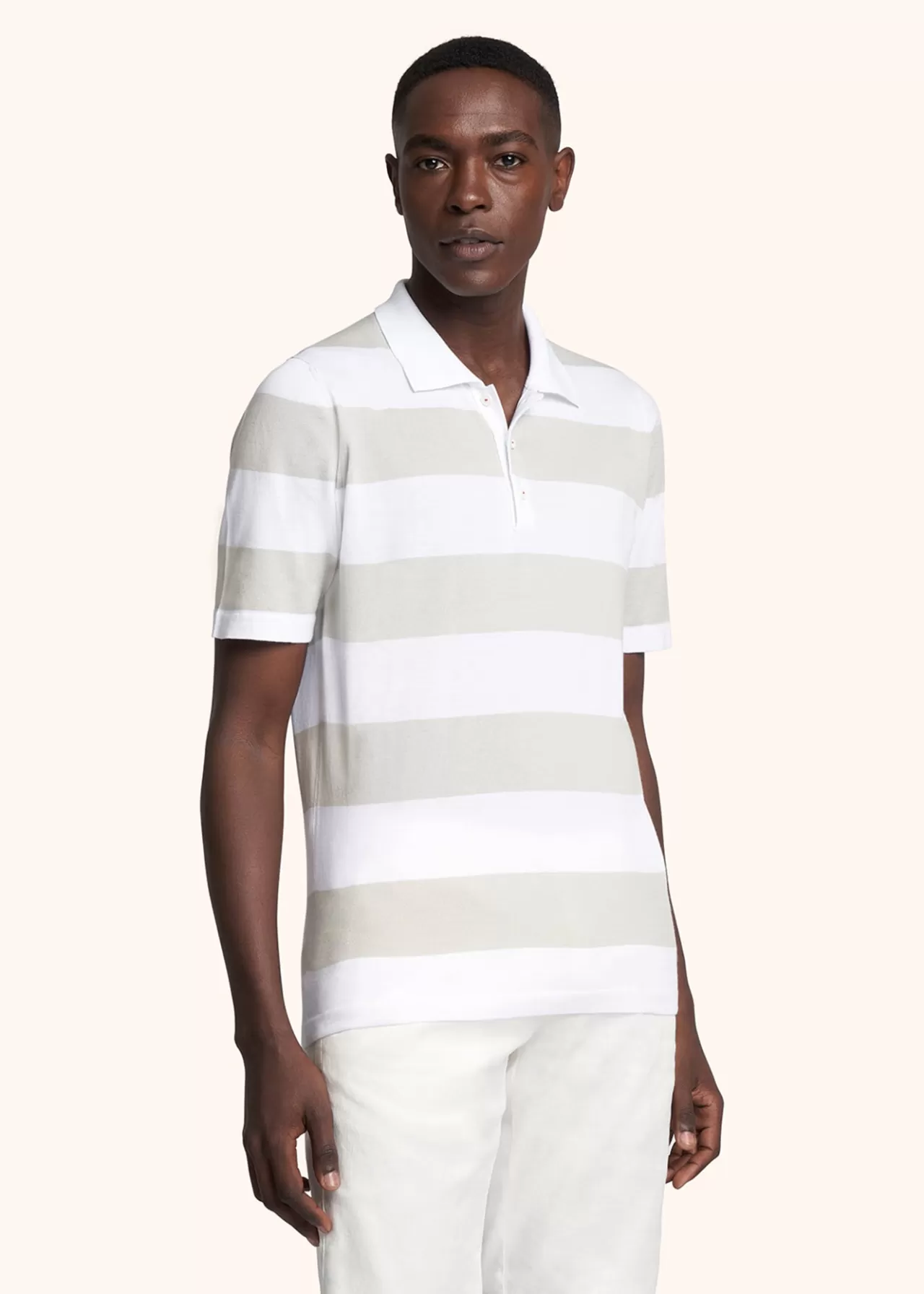 Discount Kiton Jersey Poloshirt Cotton Ice Grey/White