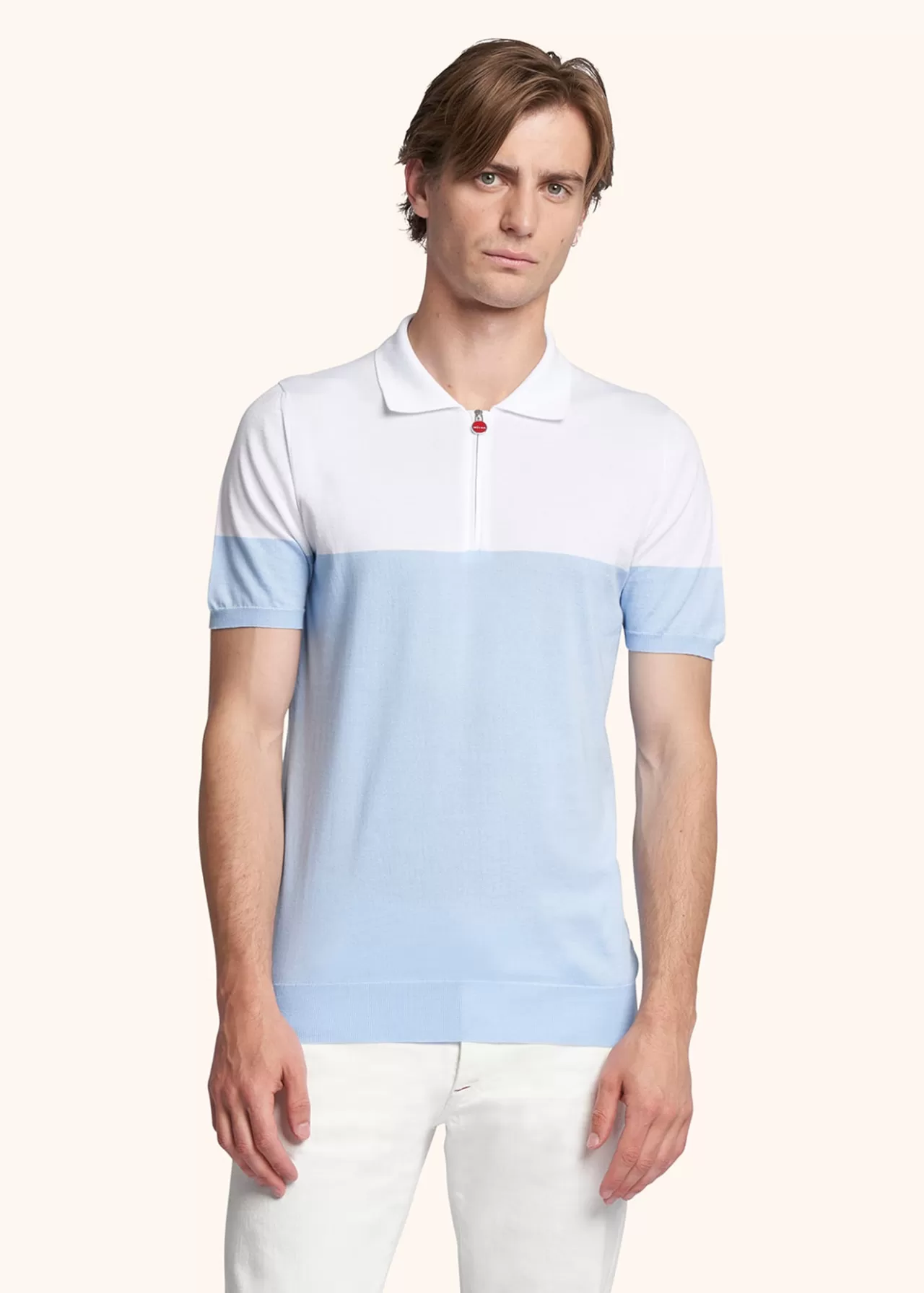 New Kiton Jersey Poloshirt Cotton White/Sky