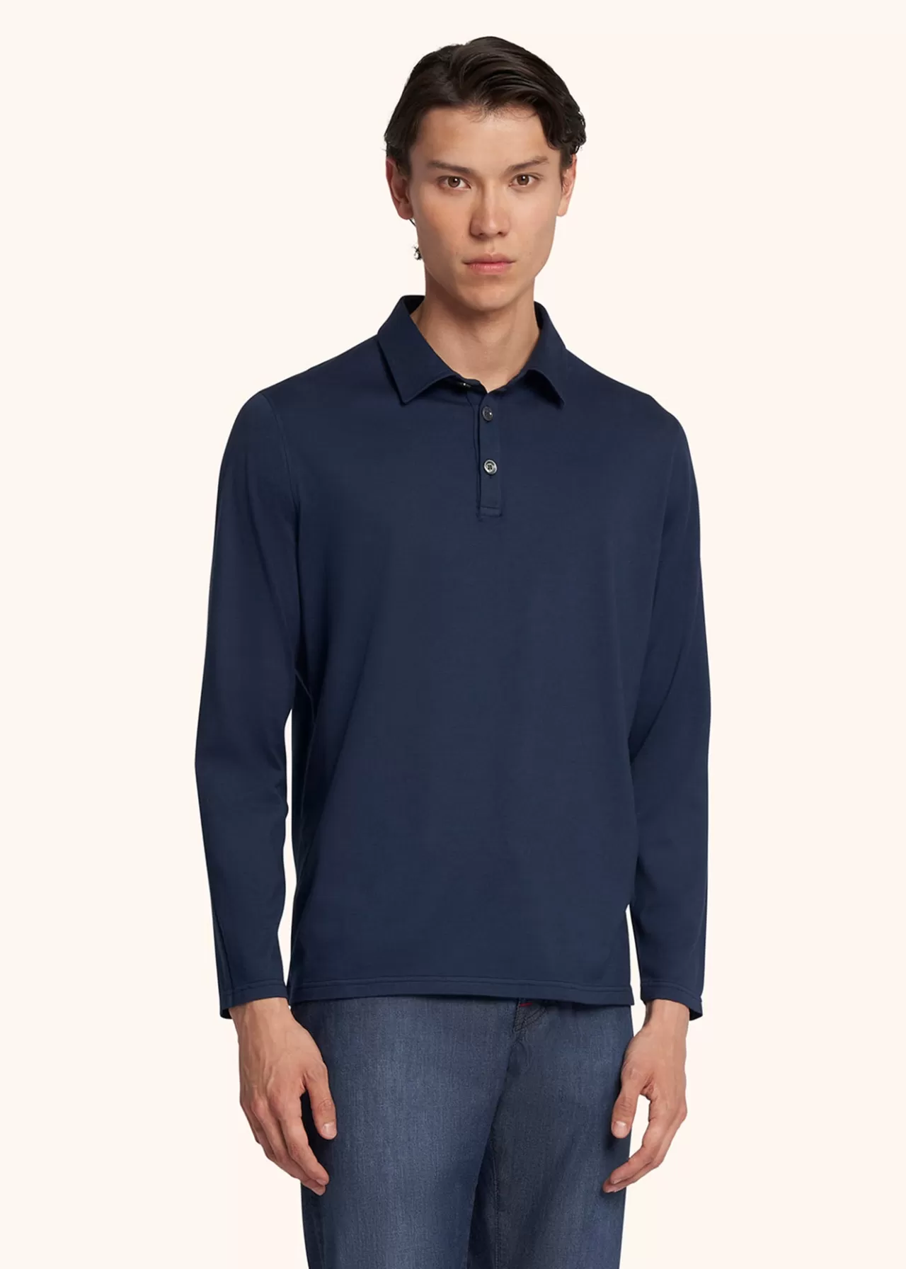 Clearance Kiton Jersey Poloshirt L/S Cotton Blue