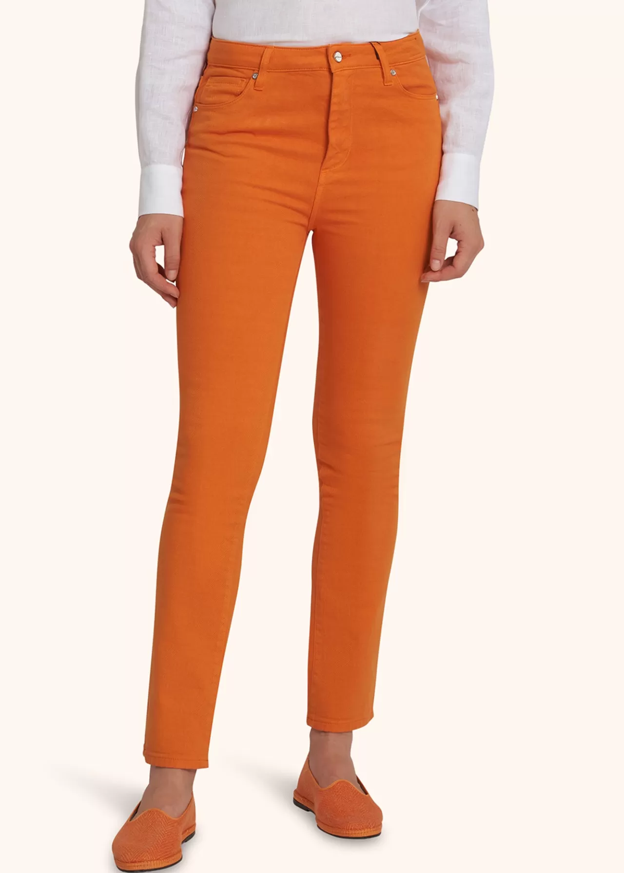 Shop Kiton Jns Trousers Cotton Orange