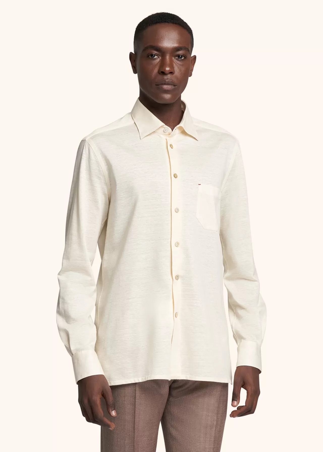 Best Kiton Nerano - Shirt Linen Cream White