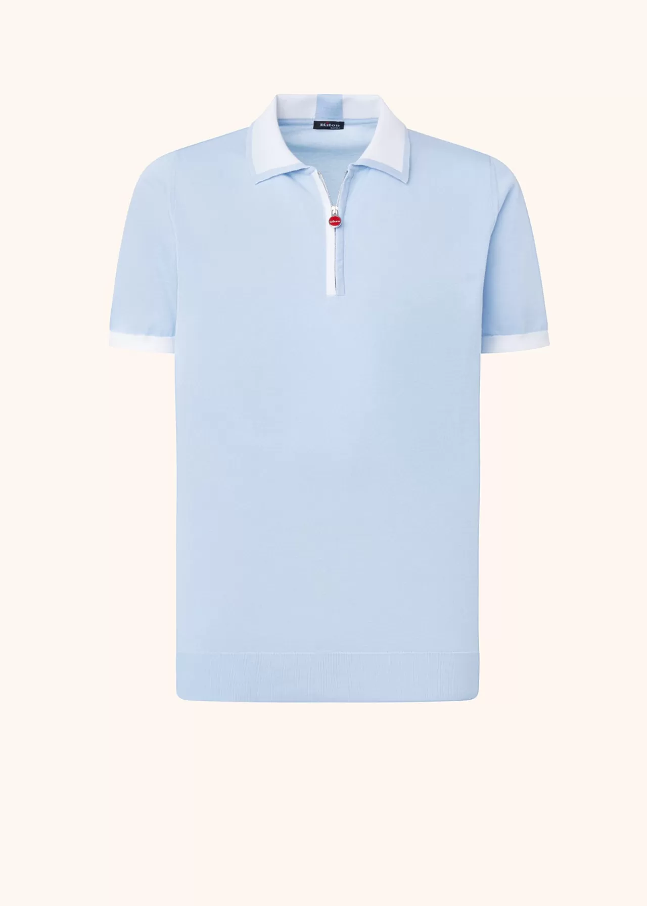 Online Kiton Poloshirt Cotton Sky/White