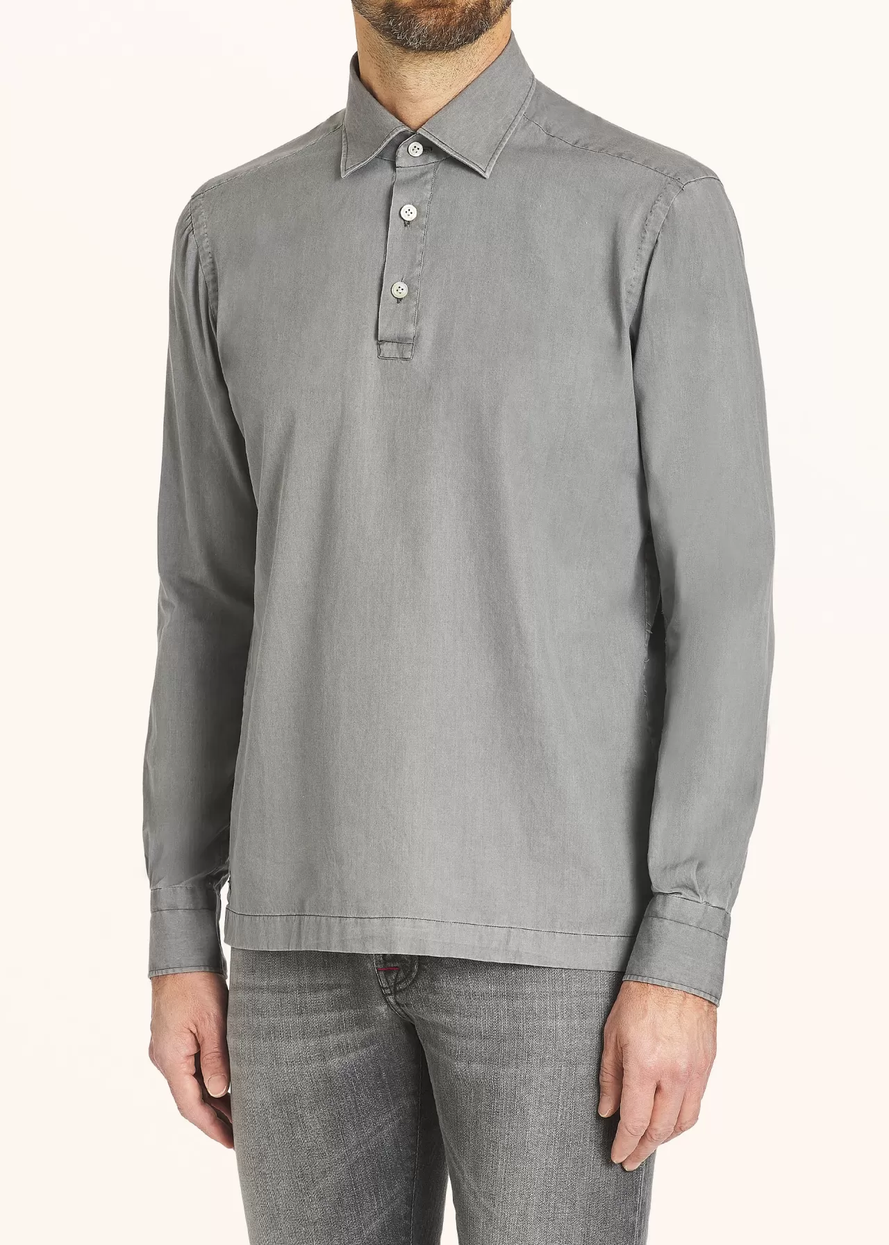 Shop Kiton Positano - Shirt Cotton Grey