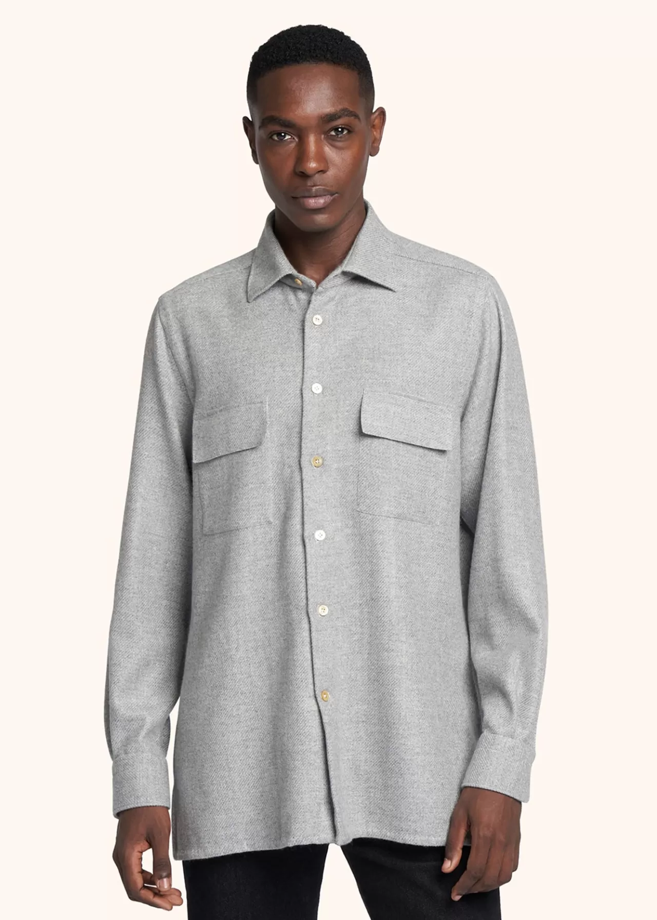 Sale Kiton Shirt Cashmere Medium Grey