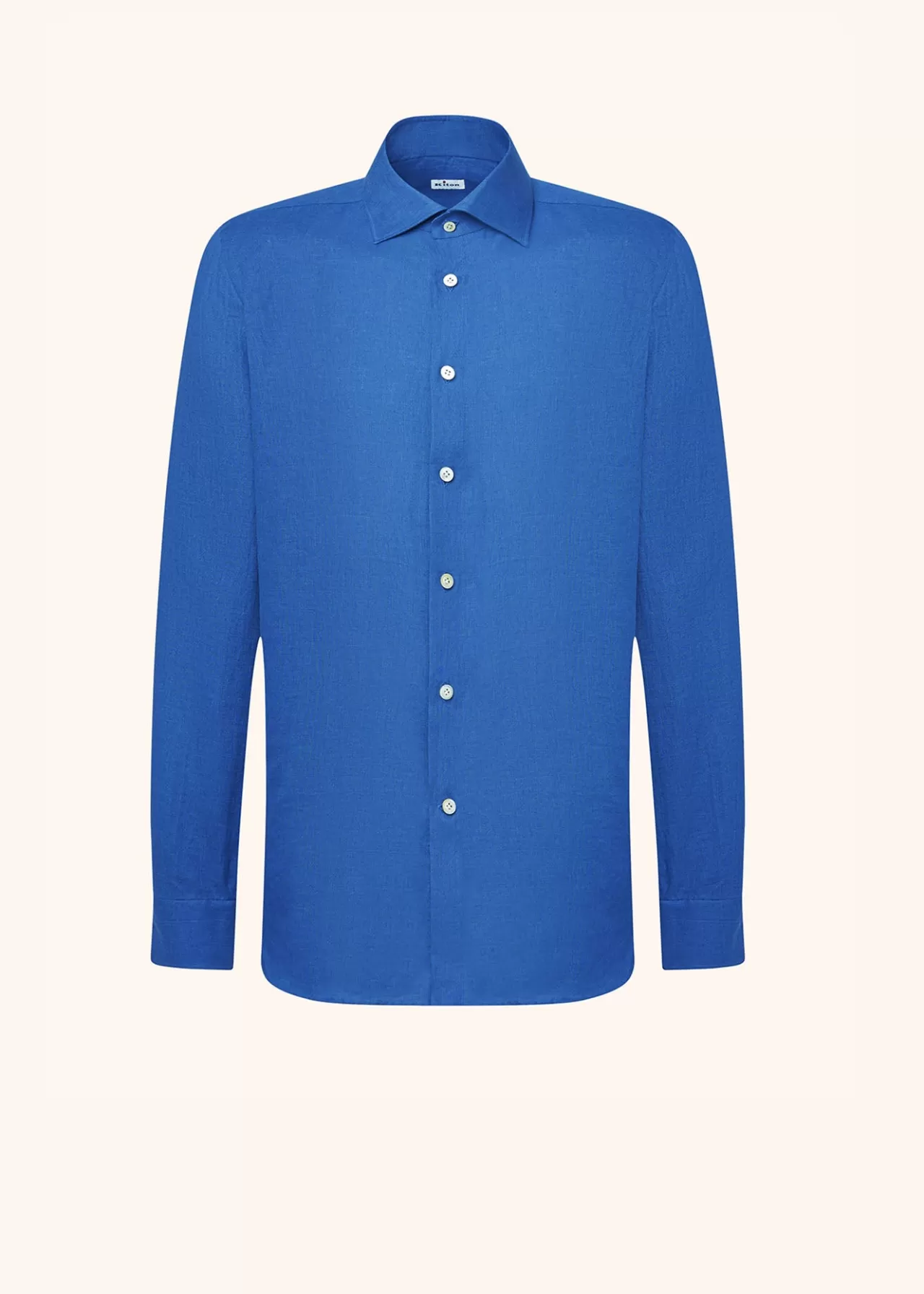 Outlet Kiton Shirt Linen Cornflower Blue