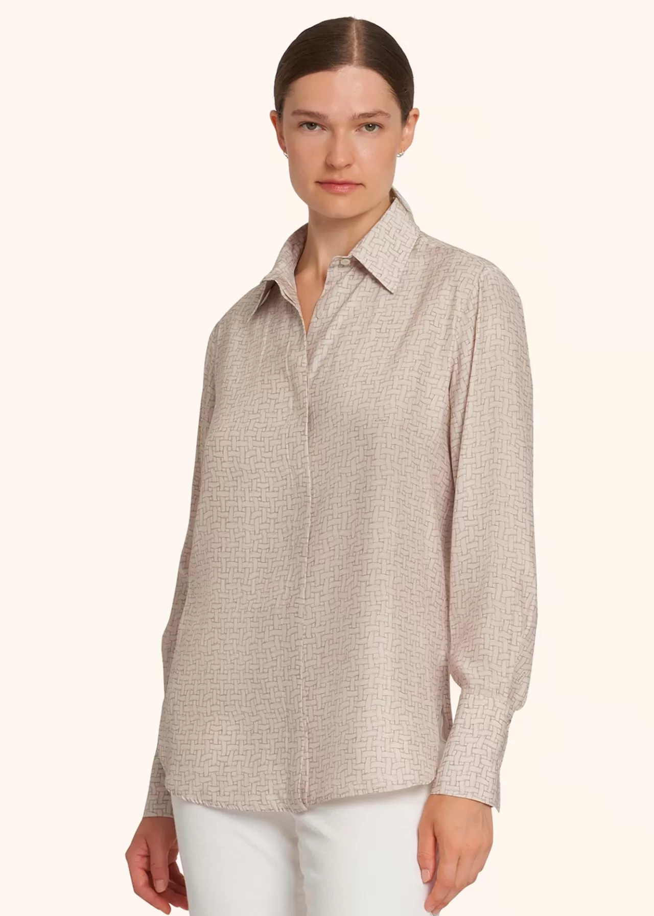 Store Kiton Shirt Silk Ivory