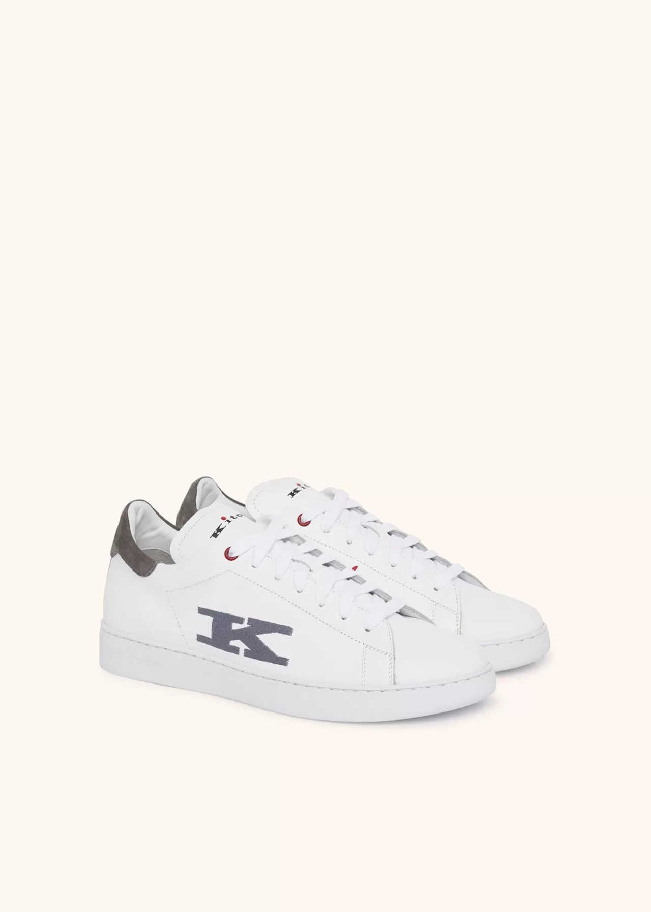 Shop Kiton Sneakers Shoes Calfskin White/Lead