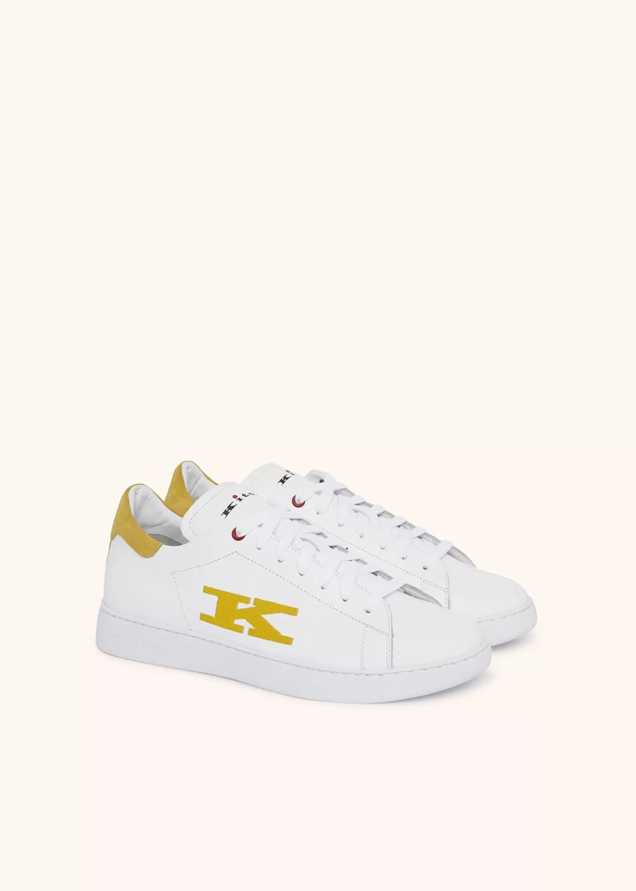 Sale Kiton Sneakers Shoes Calfskin White/Sun