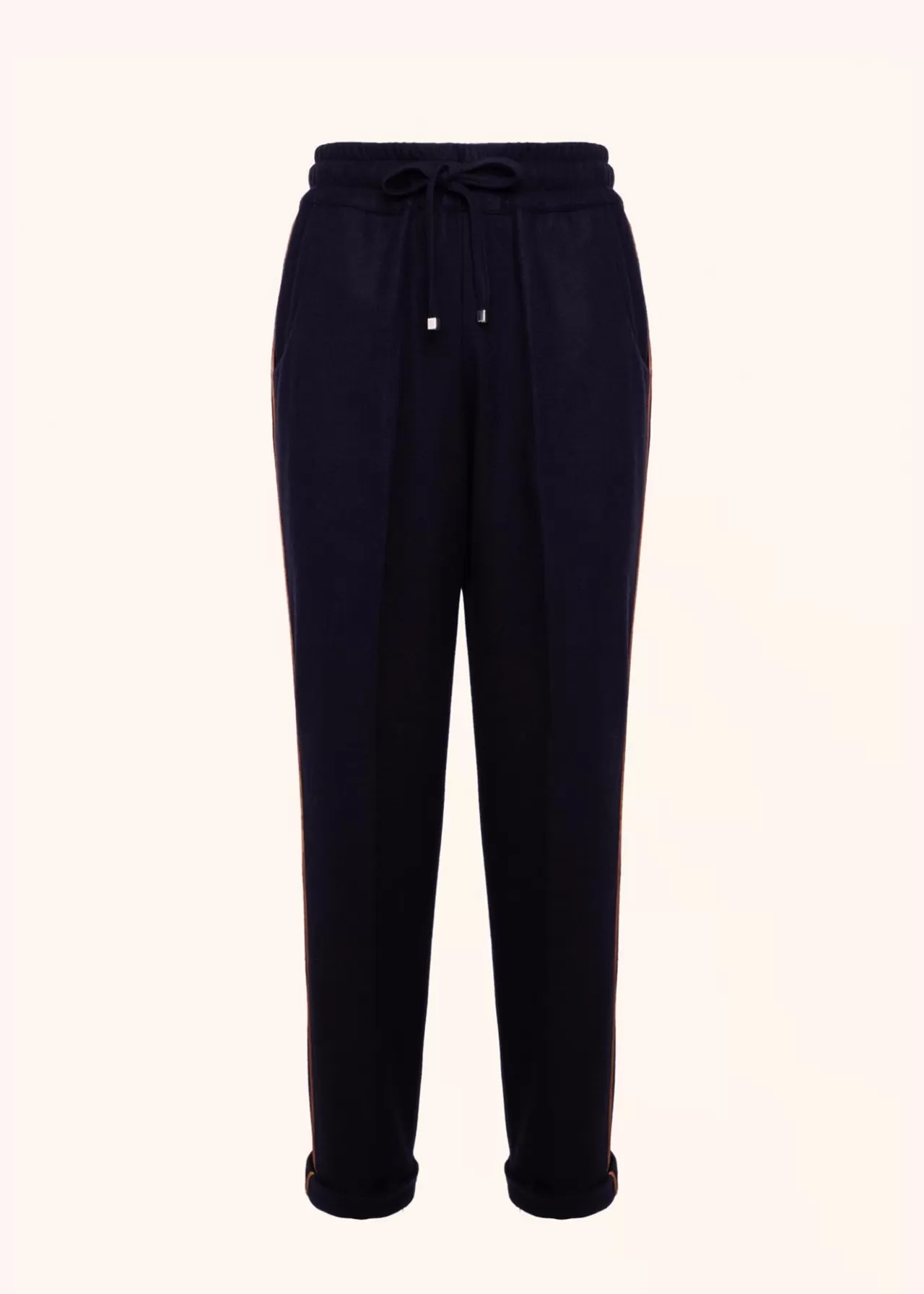 Shop Kiton Trousers Cashmere Navy Blue