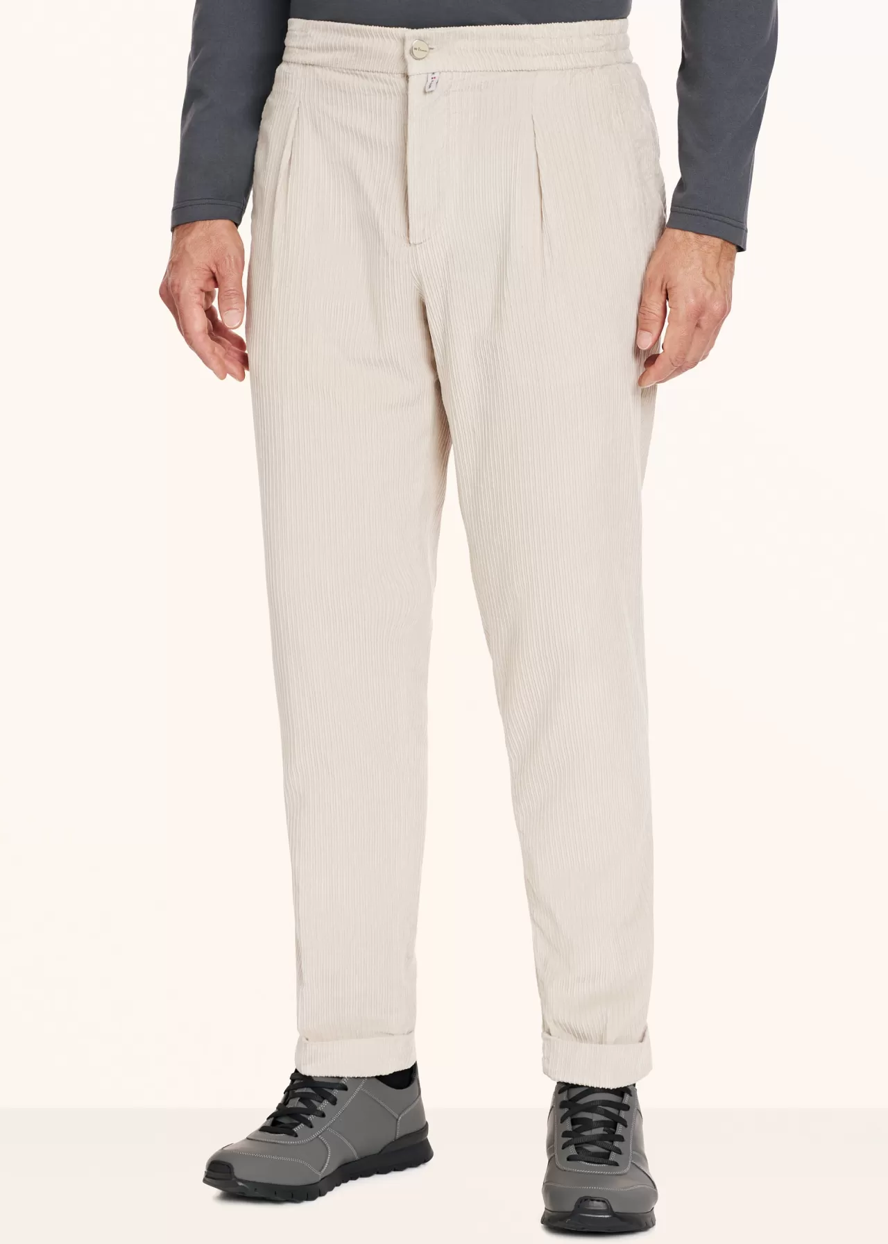 Fashion Kiton Trousers Cotton Beige