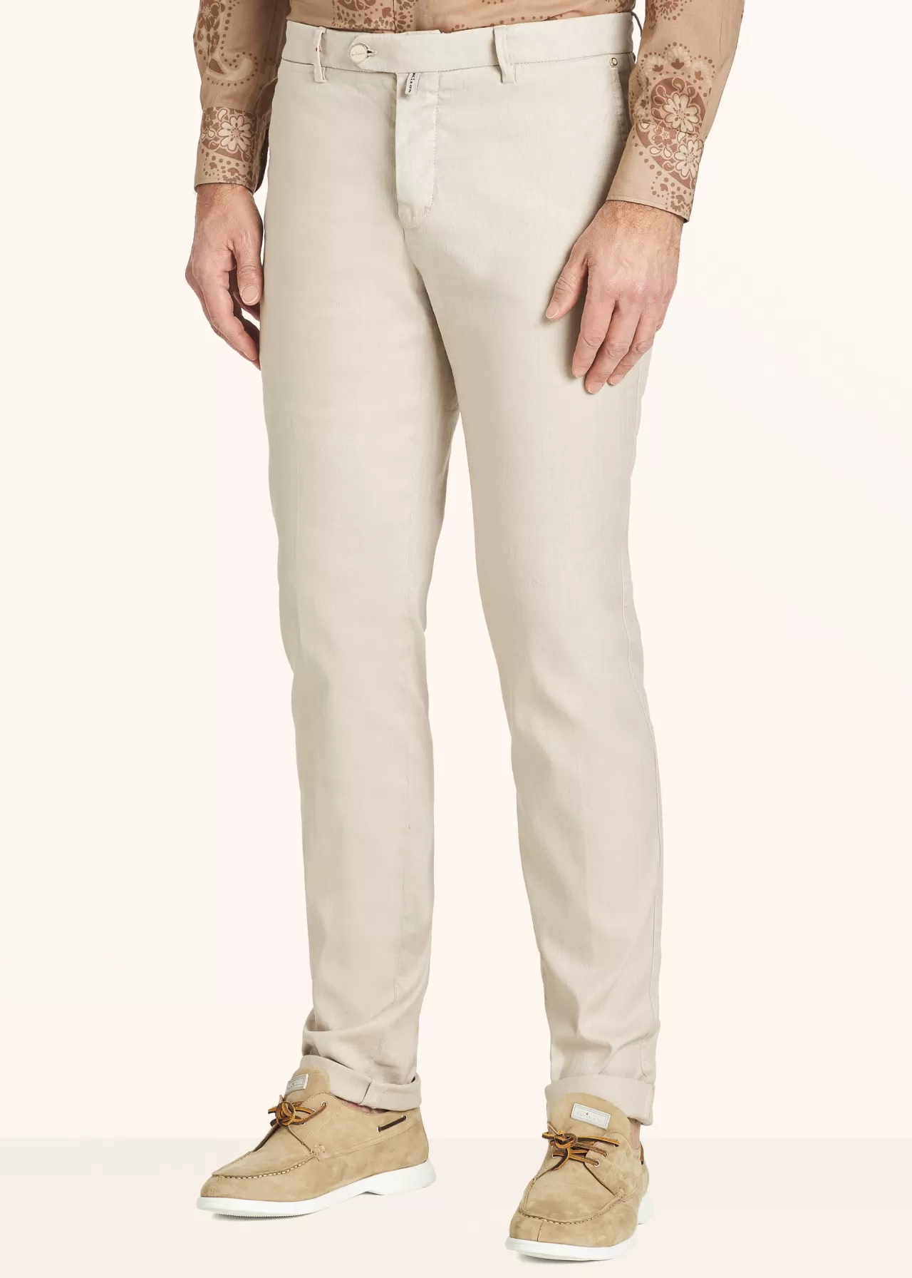 Fashion Kiton Trousers Linen Beige