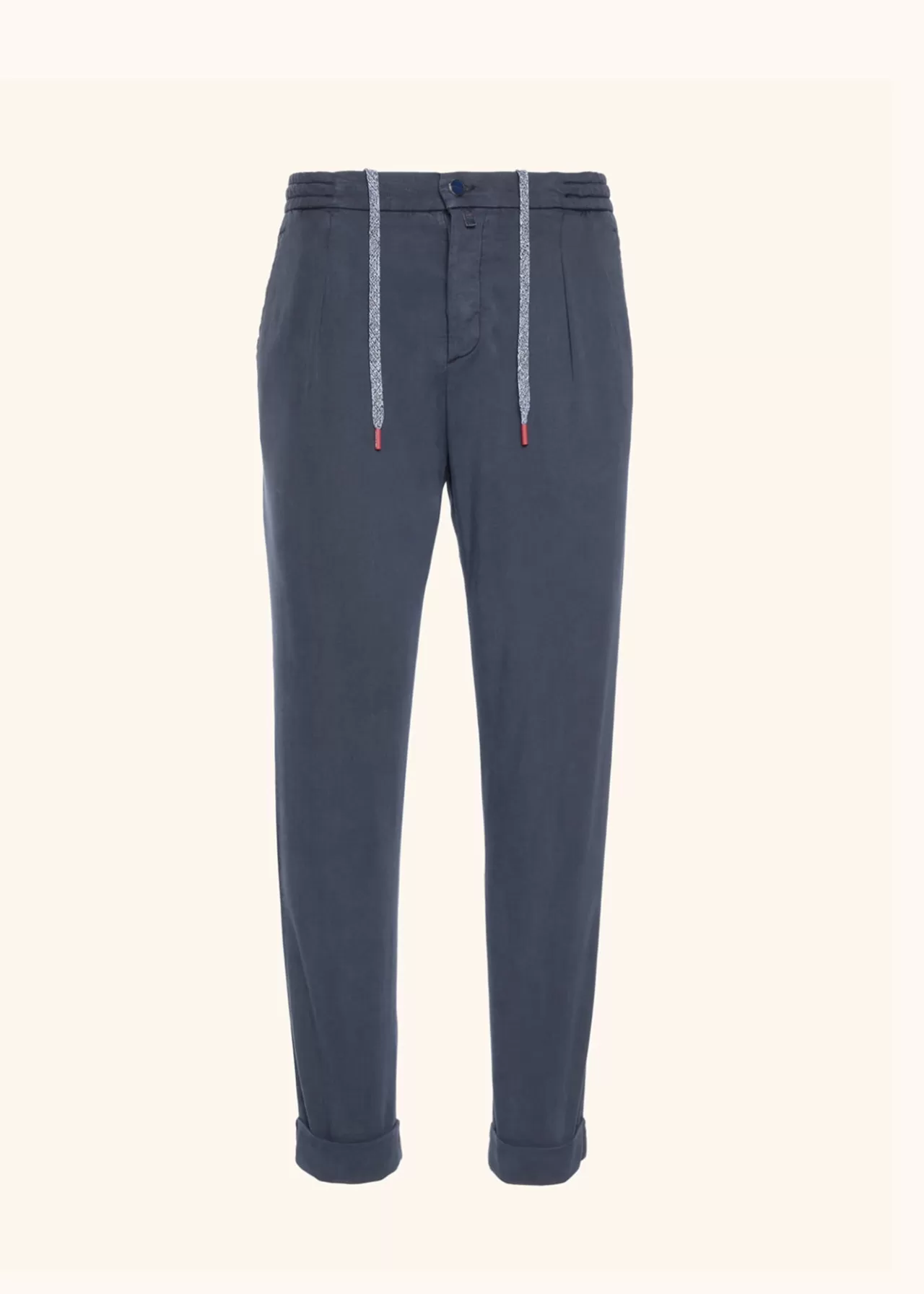 Fashion Kiton Trousers Lyocell Navy Blue