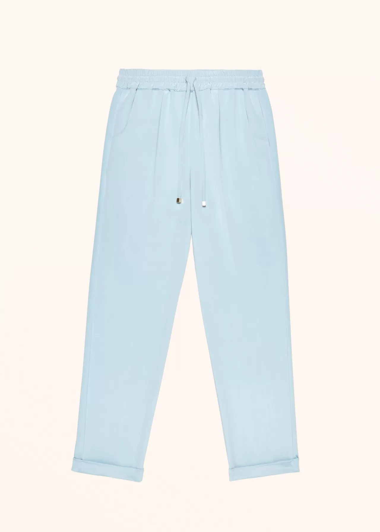 Online Kiton Trousers Silk Celestial Blue