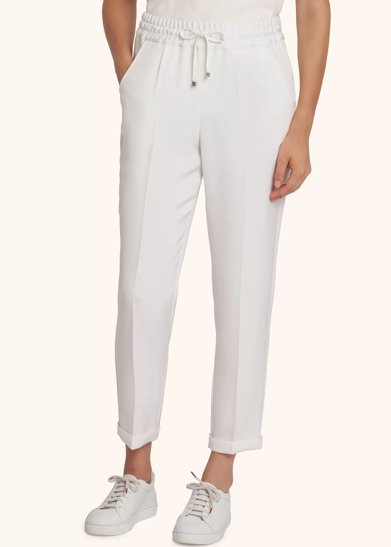 Outlet Kiton Trousers Silk White