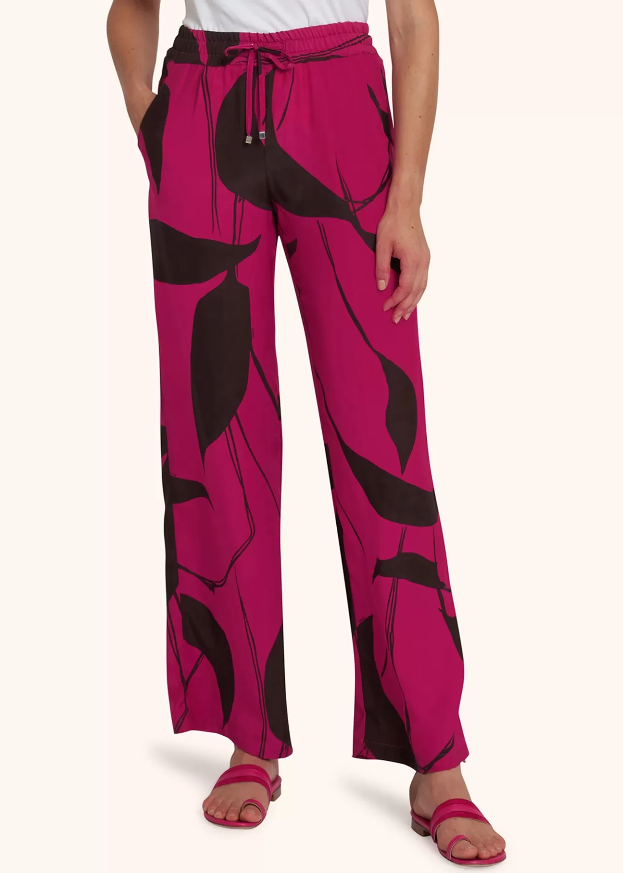 Cheap Kiton Trousers Silk Fuchsia/Brown