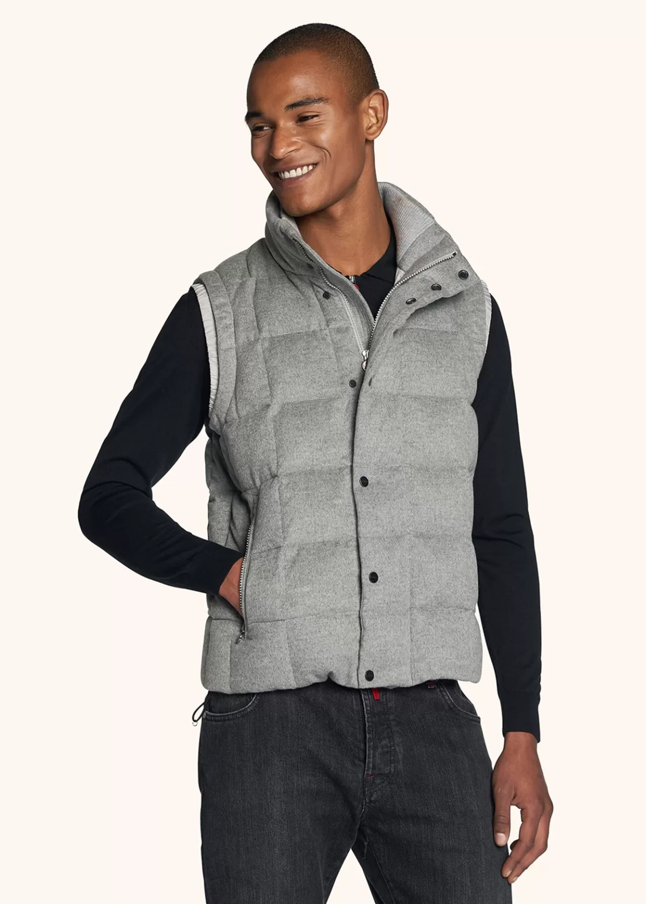 Shop Kiton Vest Cashmere Light Grey