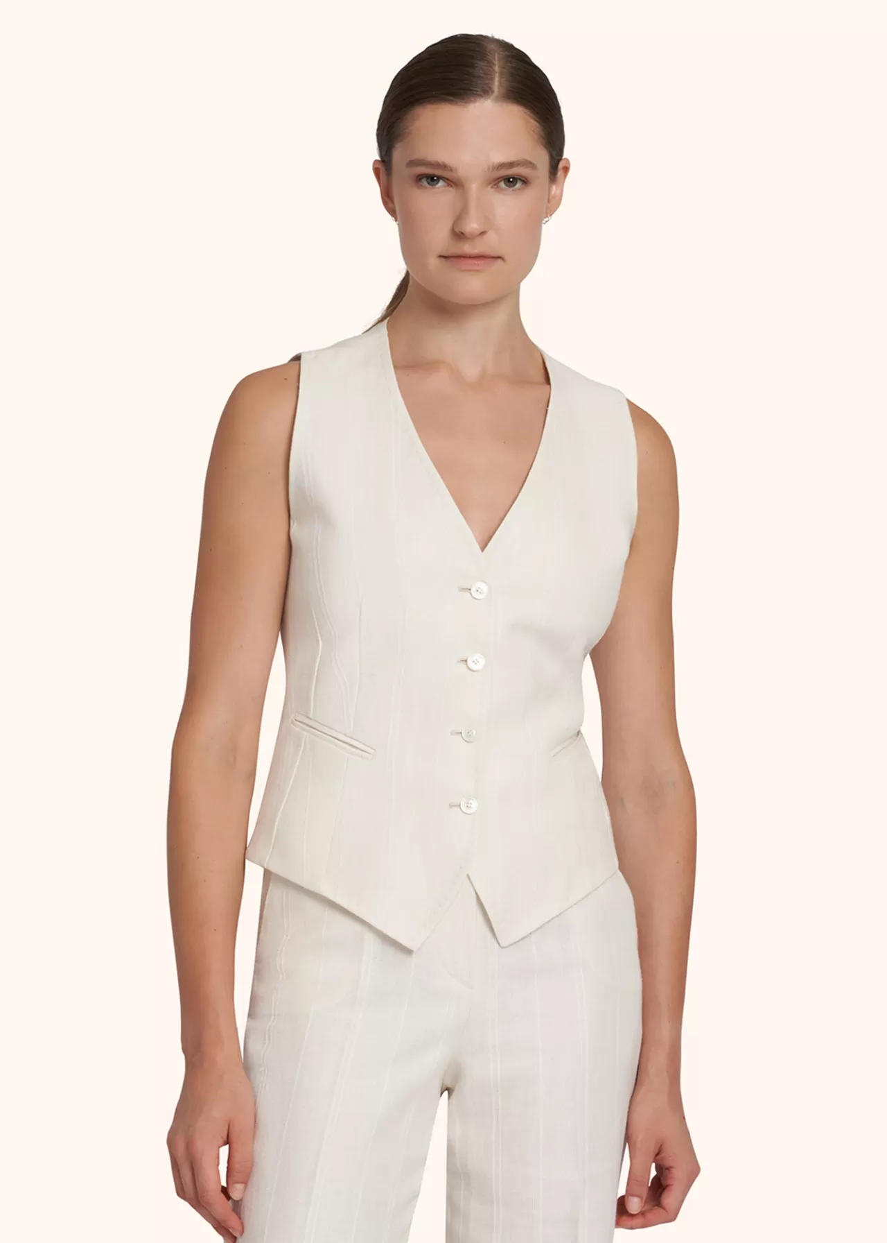 Fashion Kiton Vest Linen White